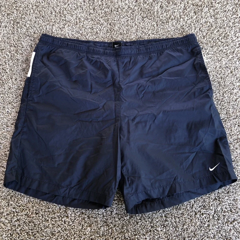 Vintage 90s Nike Swim Trunks Mens Size XL Blue Back Spell Out Mesh Lined Red Tag